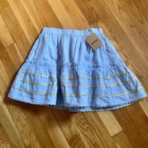 Mini Boden NWT 9-10Y Seam Detail Fully-Lined Light Blue Ric Rac Skirt